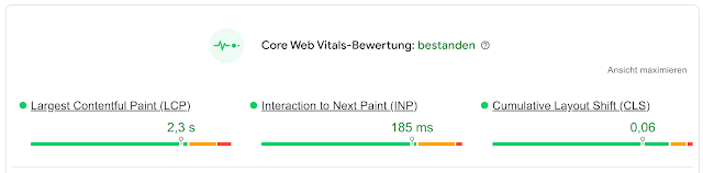 Core Web Vitals: eine beispielhafte Auswertung durch das Google-Tool "PageSpeed Insights"