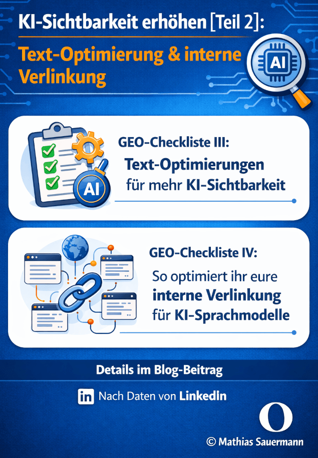 GEO-Checkliste – KI-Sichtbarkeit erhöhen [Teil 2]: Text-Optimierung & interne Verlinkung