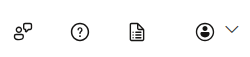 Icons für Feedback, FAQ, Dokumentation und Konto in der oberen Hauptnavigation von Microsoft Clarity.