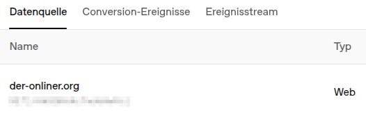 Screenshot Reiter „Datenquelle“ im ChatGPT-Ads-Manager mit eingerichteter Datenquelle der-onliner.org vom Typ „Web“.