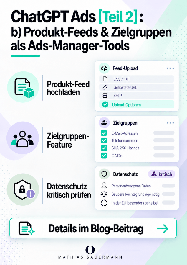 ChatGPT Ads [Teil 2b]: Die Tools des Werbeanzeigen-Managers – Feeds & Zielgruppen